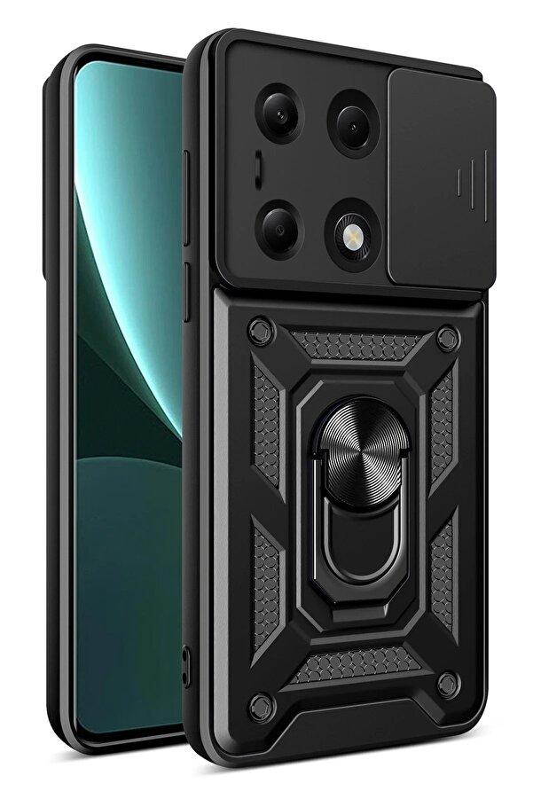 Xi̇aomi̇ Poco M6 Pro 4G Kılıf Pars Lens Yüzüklü Si̇li̇kon - Si̇yah - Dropx5052-2935
