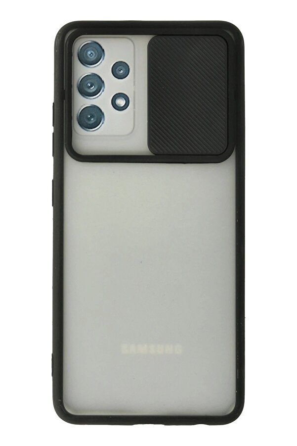 Samsung Galaxy A52 Kılıf Palm Buzlu Kamera Sürgülü Si̇li̇kon - Si̇yah - Dropx3742-8337
