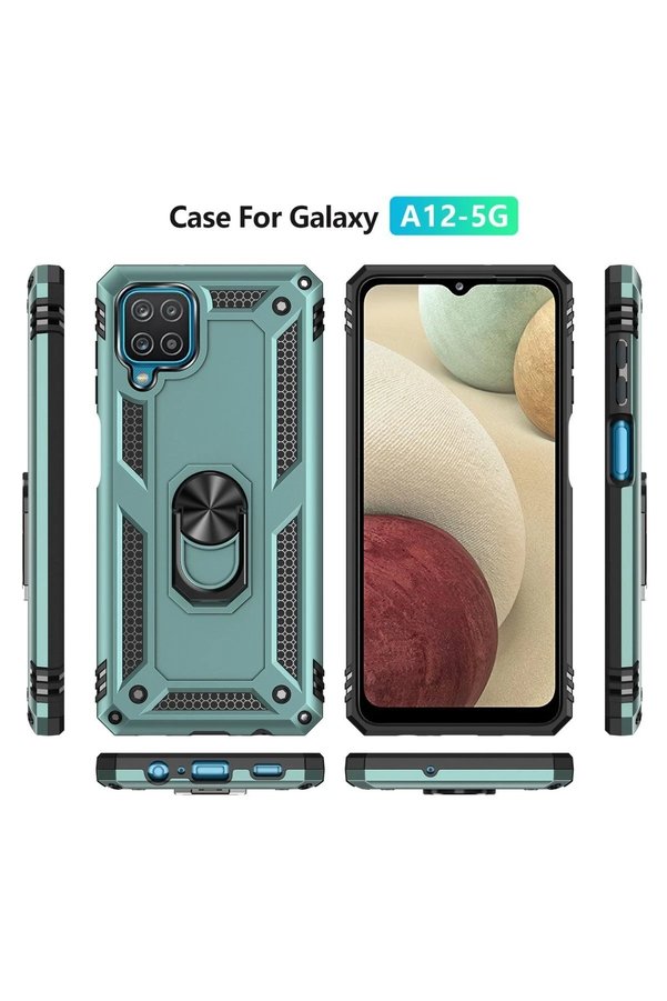 Samsung Galaxy A22 Kılıf Sofya Yüzüklü Si̇li̇kon Kapak - Yeşi̇l - Dropx9610-9252