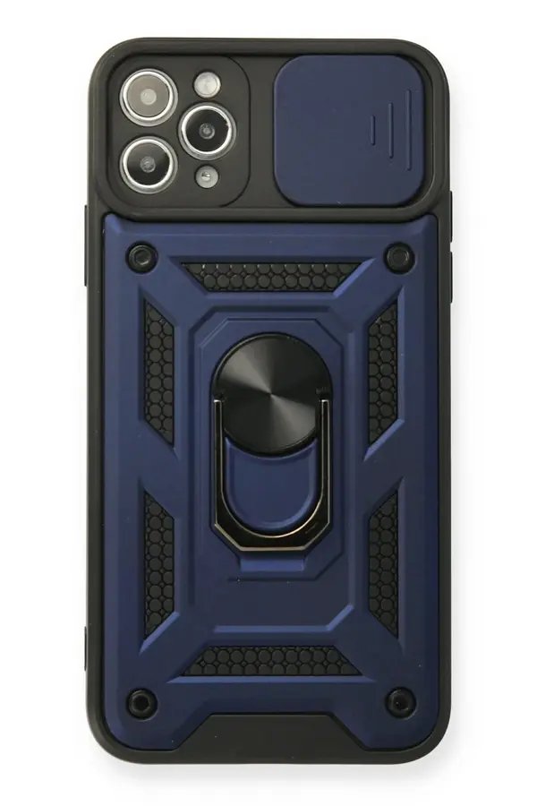İphone 11 Pro Kılıf Pars Lens Yüzüklü Si̇li̇kon - Laci̇vert - Dropx9009-3124