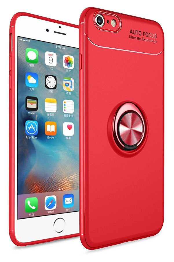 İphone 6 Kılıf Range Yüzüklü Si̇li̇kon - Kırmızı - Dropx3281-2277