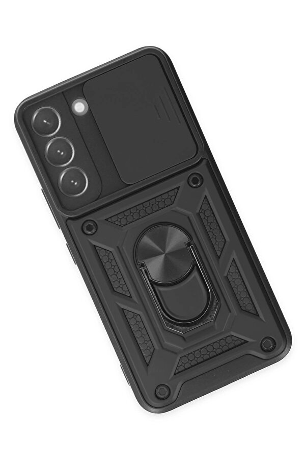 Samsung Galaxy S22 Kılıf Pars Lens Yüzüklü Si̇li̇kon - Si̇yah - Dropx3645-6602