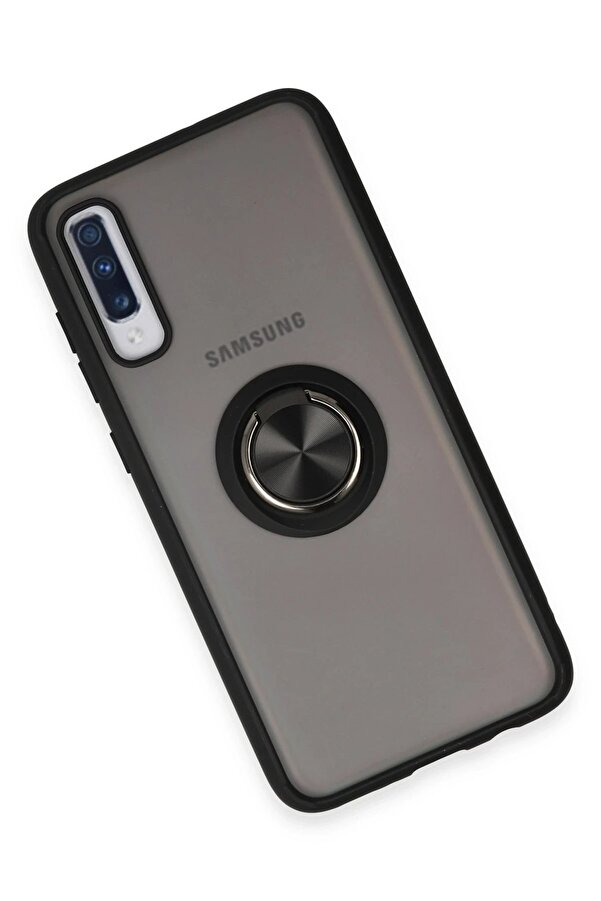 Samsung Galaxy A70 Kılıf Montreal Yüzüklü Si̇li̇kon Kapak - Si̇yah - Dropx8715-9265