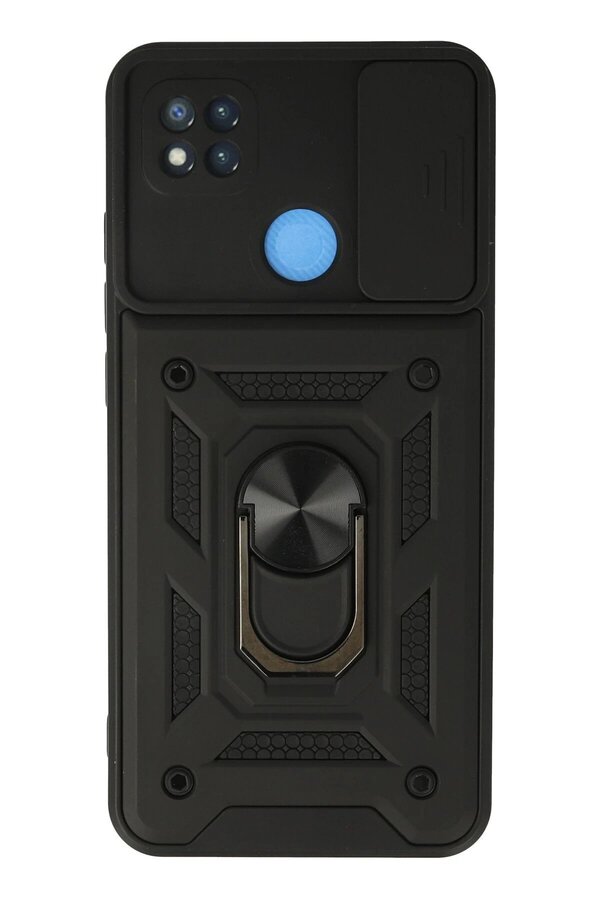 CepteToptan Xiaomi Redmi 9C Kılıf Pars Lens Yüzüklü Silikon - Siyah - DROPX1783-9292