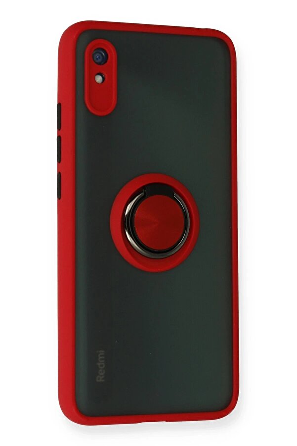 Xi̇aomi̇ Redmi̇ 9A Kılıf Montreal Yüzüklü Si̇li̇kon Kapak - Kırmızı - Dropx6330-6796