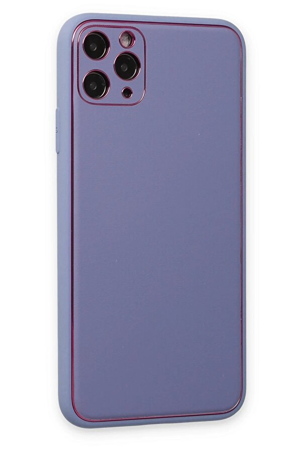 İphone 11 Pro Max Kılıf Coco Deri̇ Si̇li̇kon Kapak - Açık Li̇la - Dropx6172-8552