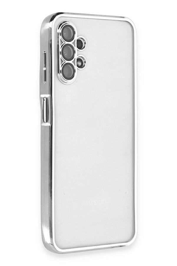 Samsung Galaxy A13 4G Kılıf Lensli̇ Si̇li̇kon - Gümüş - Dropx6688-1516