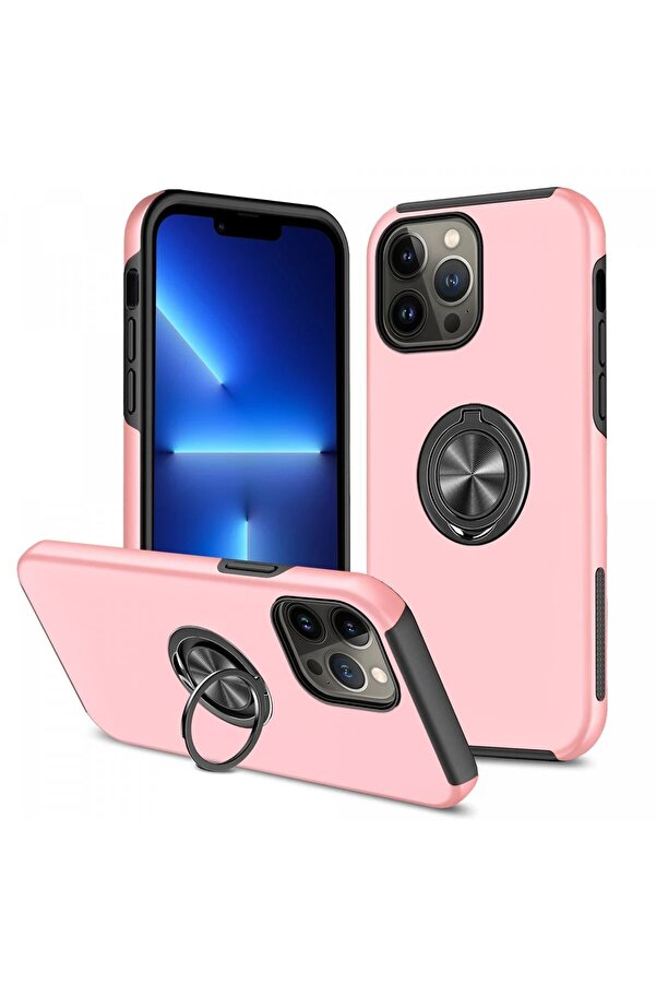 İphone 13 Pro Kılıf Eli̇t Yüzüklü Kapak - Pembe - Dropx1829-7949