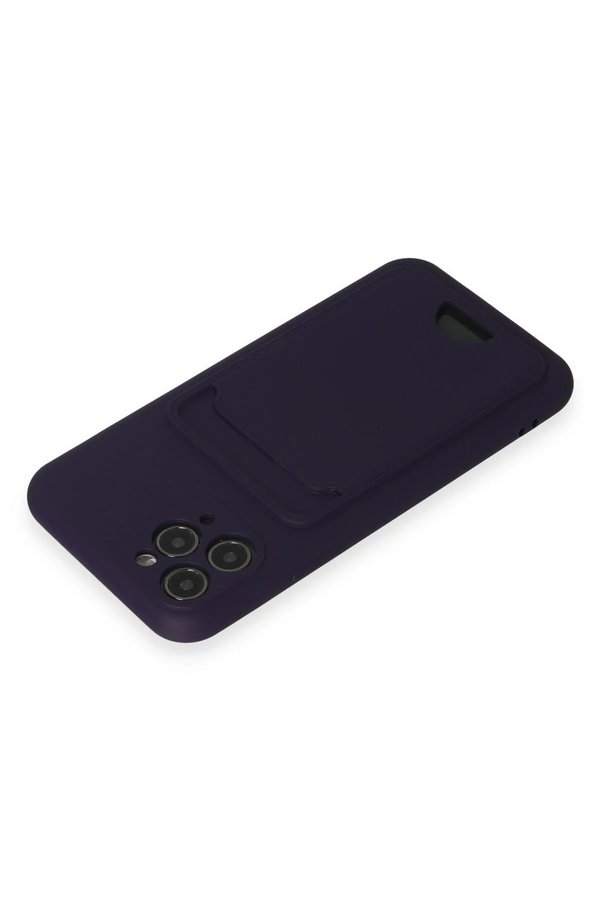 İphone 11 Pro Kılıf Kelvi̇n Kartvi̇zi̇tli̇ Si̇li̇kon - Deri̇n Mor - Dropx7960-2084