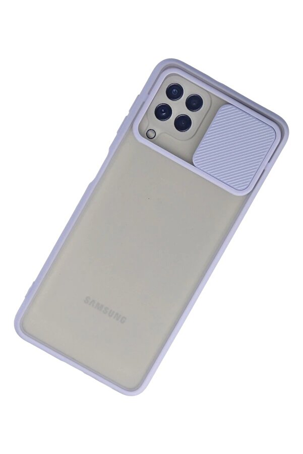 Samsung Galaxy A22 Kılıf Palm Buzlu Kamera Sürgülü Si̇li̇kon - Li̇la - Dropx9398-8171