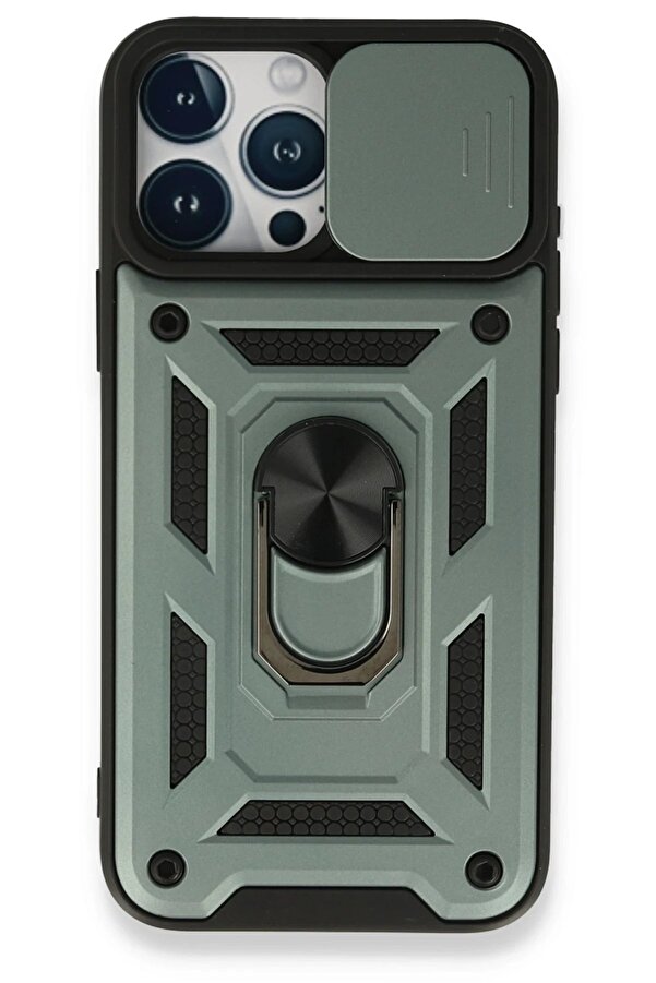 İphone 15 Pro Max Kılıf Pars Lens Yüzüklü Si̇li̇kon - Yeşi̇l - Neo3003-5582