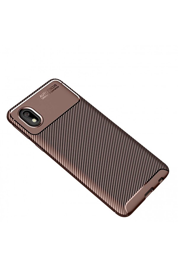 Samsung Galaxy A01 Core Kılıf Auto Focus Karbon Kapak - Kahverengi̇ - Dropx9851-8065