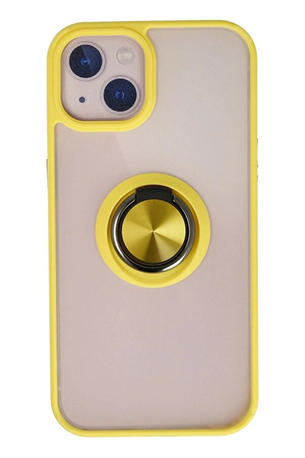 İphone 15 Kılıf Montreal Yüzüklü Si̇li̇kon Kapak - Sarı - Dropx7396-9548