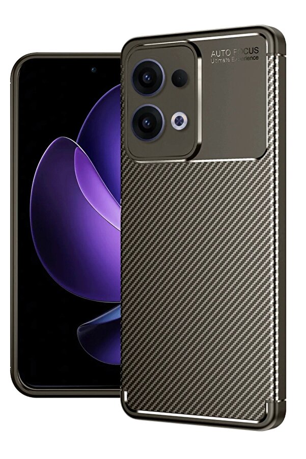 Oppo Reno 13 Pro Kılıf Auto Focus Karbon Kapak - Kahverengi̇ - Dropx5841-1991