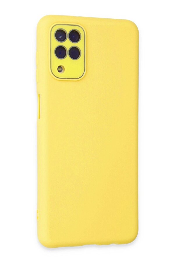 Samsung Galaxy A22 Kılıf Lansman Glass Kapak - Sarı - Dropx9762-4138