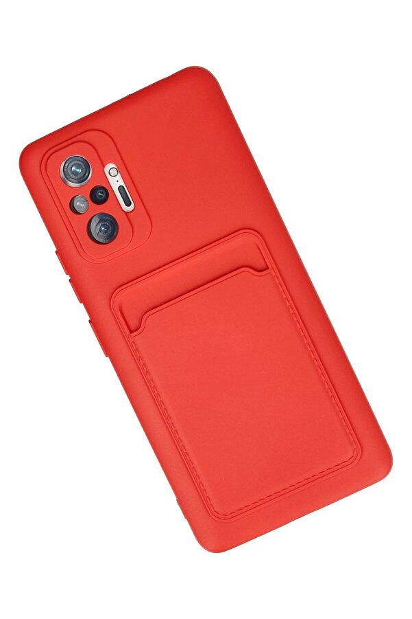 Xi̇aomi̇ Redmi̇ Note 10 Pro Kılıf Kelvi̇n Kartvi̇zi̇tli̇ Si̇li̇kon - Kırmızı - Dropx4717-9465