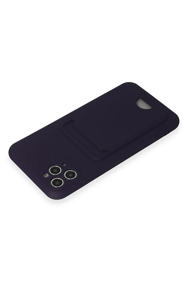 İphone 11 Pro Max Kılıf Kelvi̇n Kartvi̇zi̇tli̇ Si̇li̇kon - Deri̇n Mor - Dropx5861-6117