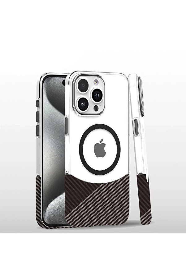 İphone 16 Pro Carbon Puzzle Magsafe Kapak - Gri̇ - Dropx4831-2154