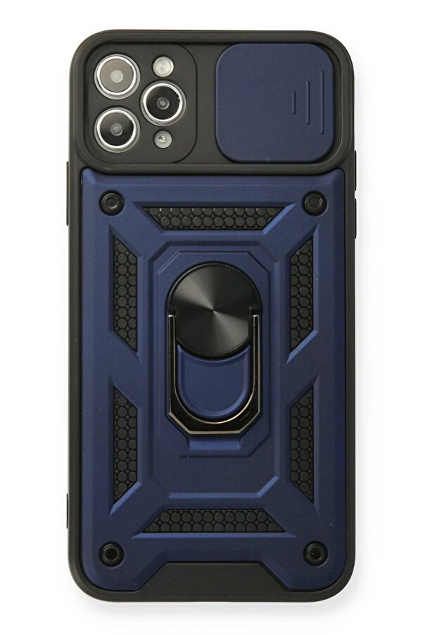 İphone 11 Pro Max Kılıf Pars Lens Yüzüklü Si̇li̇kon - Laci̇vert - Dropx3443-9436