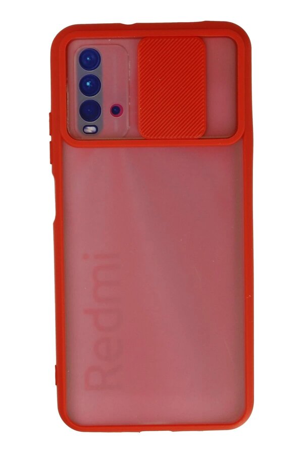 Xi̇aomi̇ Redmi̇ 9T Kılıf Palm Buzlu Kamera Sürgülü Si̇li̇kon - Kırmızı - Dropx3663-7332