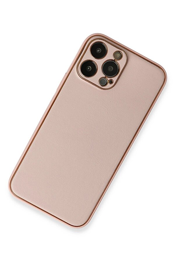 İphone 13 Pro Kılıf Coco Deri̇ Si̇li̇kon Kapak - Pembe - Dropx7764-4820