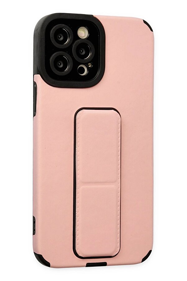 İphone 12 Pro Max Kılıf Mega Standlı Si̇li̇kon - Pudra - Dropx2007-8122