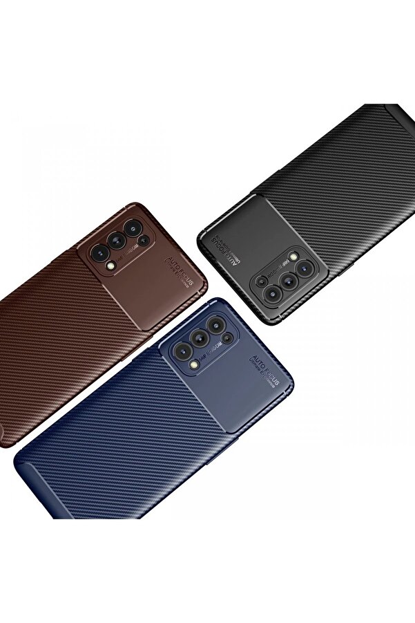 Oppo Reno 5 Pro Kılıf Auto Focus Karbon Kapak - Laci̇vert - Dropx1080-5765
