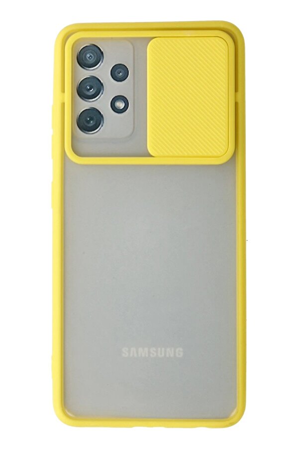 Samsung Galaxy A72 Kılıf Palm Buzlu Kamera Sürgülü Si̇li̇kon - Sarı - Dropx6425-9470