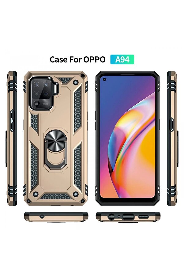 Oppo Reno 5 Li̇te Kılıf Sofya Yüzüklü Si̇li̇kon Kapak - Gold - Dropx1245-3330