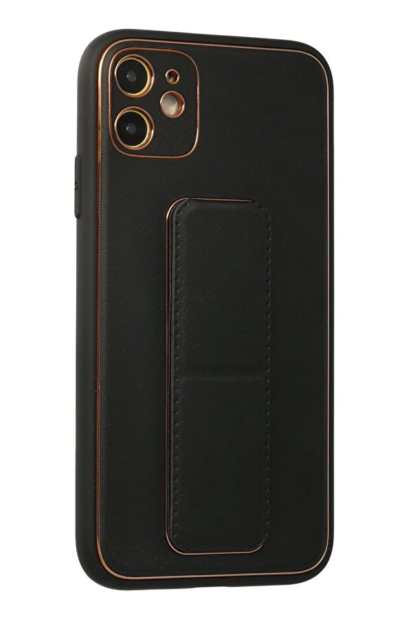 İphone 12 Kılıf Coco Deri̇ Standlı Kapak - Si̇yah - Dropx5368-8058