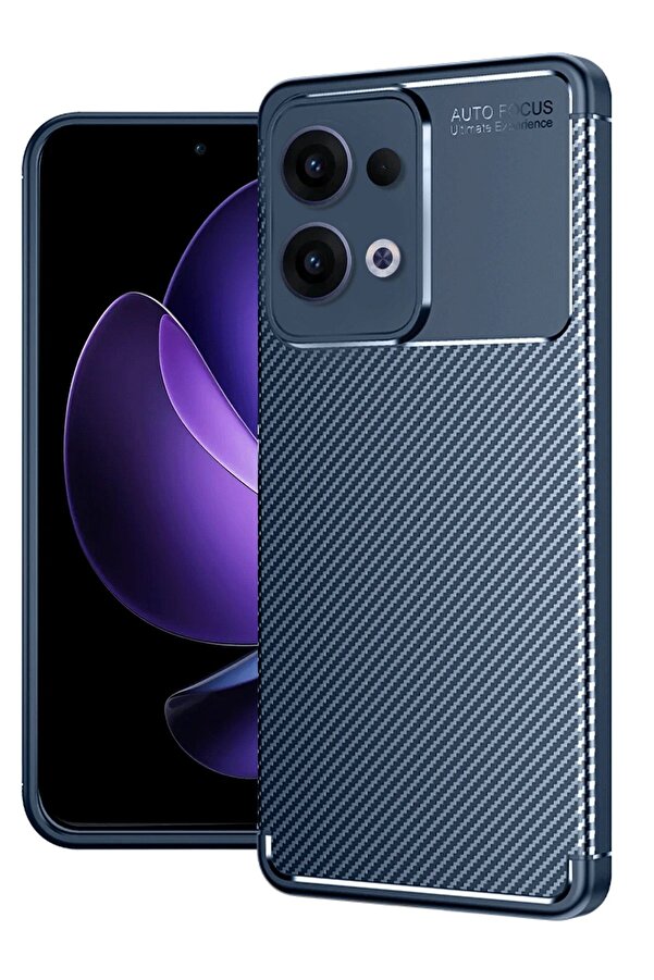 Oppo Reno 13 Pro Kılıf Auto Focus Karbon Kapak - Laci̇vert - Dropx6715-1647