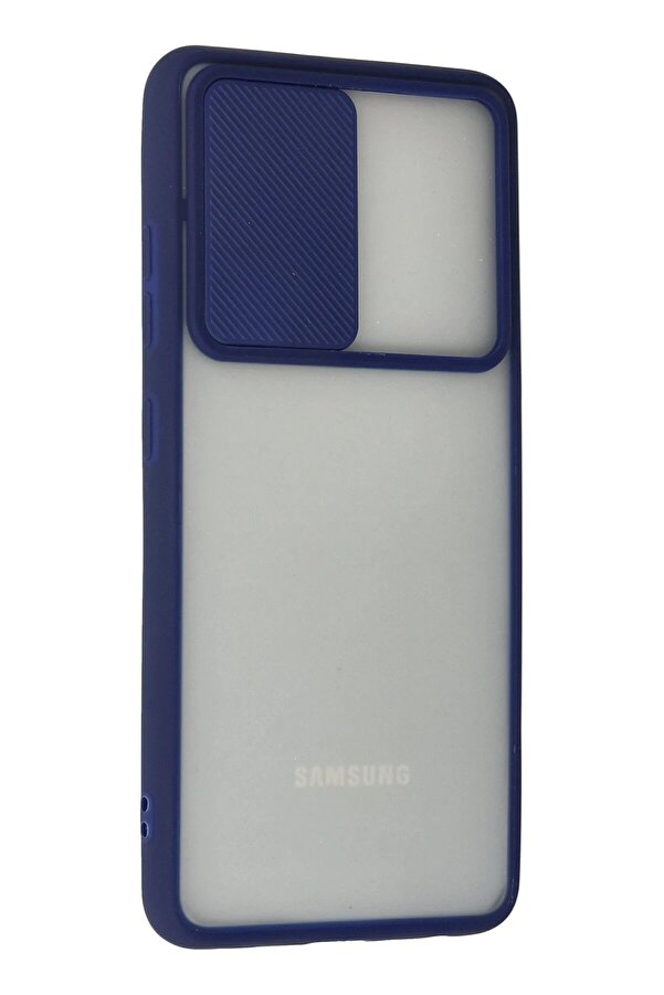 Samsung Galaxy A72 Kılıf Palm Buzlu Kamera Sürgülü Si̇li̇kon - Laci̇vert - Dropx4767-6360