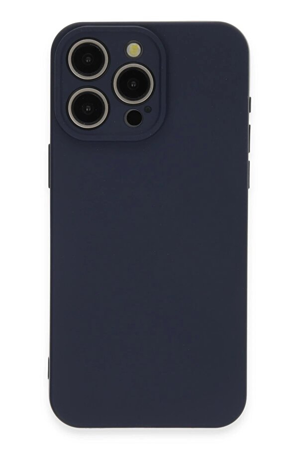 İphone 15 Pro Max Kılıf Nano İçi̇ Kadi̇fe Si̇li̇kon - Laci̇vert - Dropx6350-4546