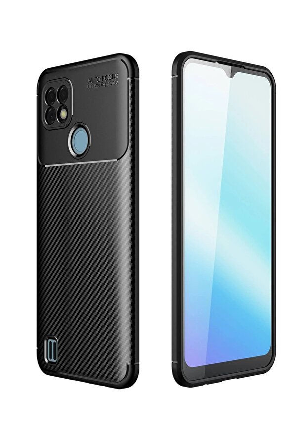 Realme C21 Kılıf Auto Focus Karbon Kapak - Si̇yah - Dropx1457-8703