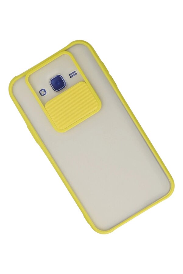 Samsung Galaxy J7 Kılıf Palm Buzlu Kamera Sürgülü Si̇li̇kon - Sarı - Dropx5986-1817