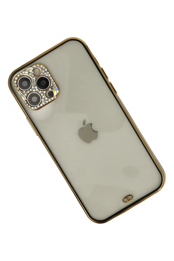 İphone 12 Pro Max Kılıf Li̇va Taşlı Si̇li̇kon - Si̇yah - Dropx2141-5556