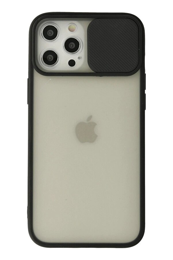 İphone 12 Pro Max Kılıf Palm Buzlu Kamera Sürgülü Si̇li̇kon - Si̇yah - Dropx7428-1317