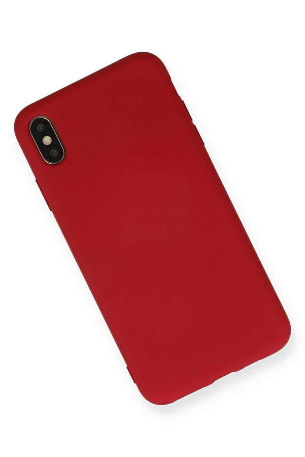 İphone X Kılıf Nano İçi̇ Kadi̇fe Si̇li̇kon - Kırmızı - Dropx9367-9562