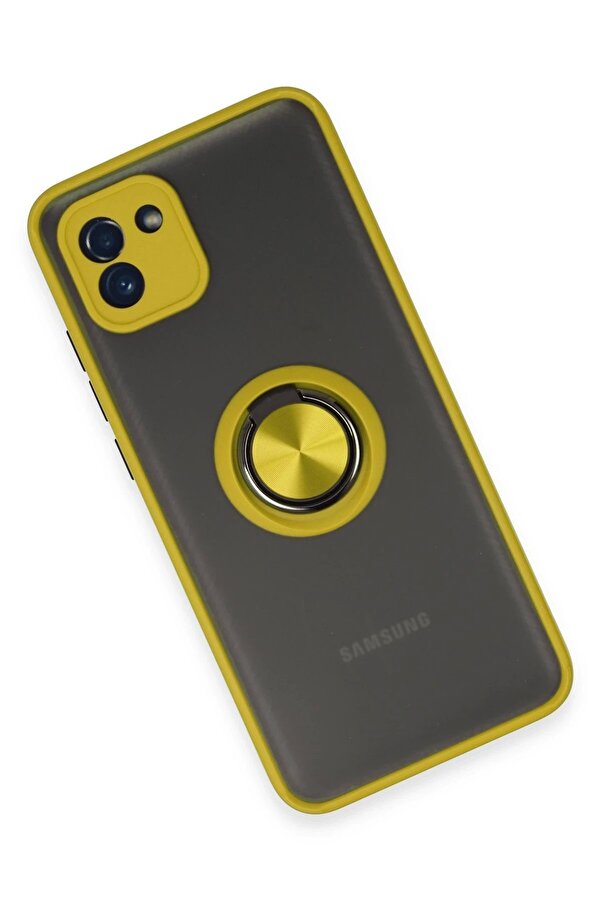 Samsung Galaxy A03 Kılıf Montreal Yüzüklü Si̇li̇kon Kapak - Sarı - Dropx2283-8321