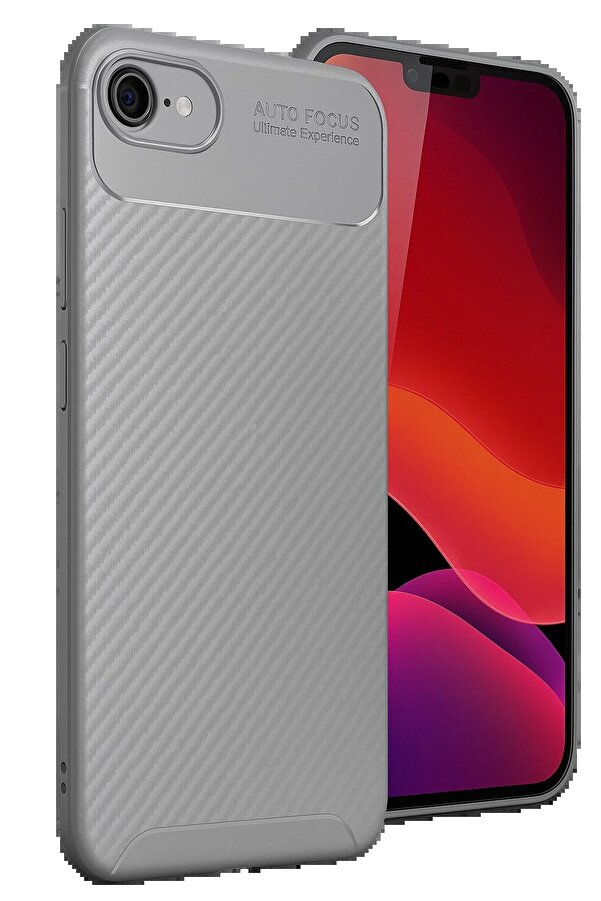 İphone 16E Kılıf Auto Focus Karbon Kapak - Gri̇ - Dropx8121-8538
