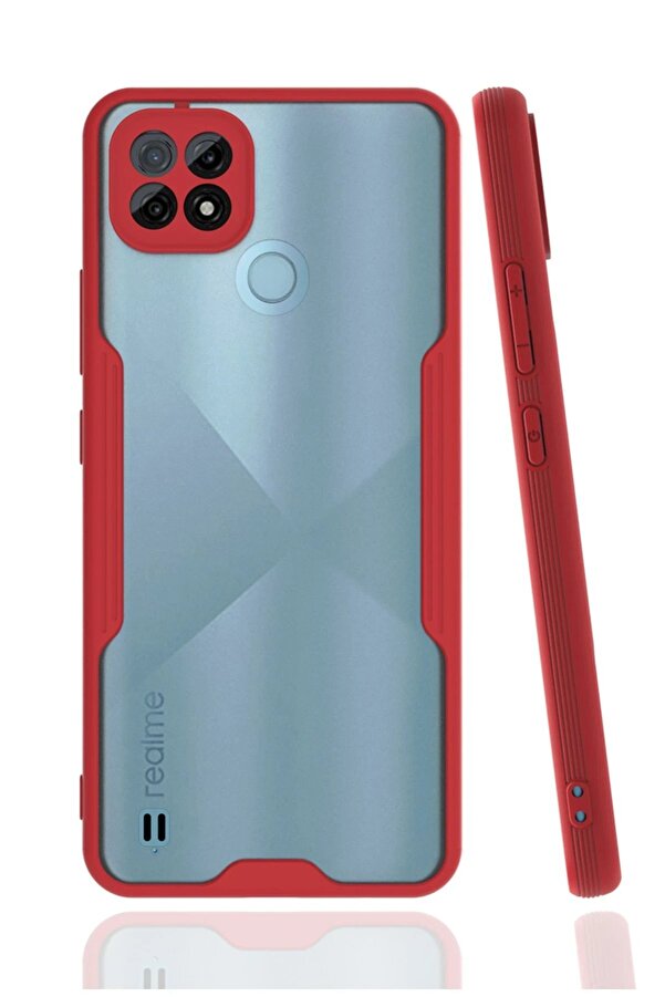Realme C21 Kılıf Plati̇n Si̇li̇kon - Kırmızı - Dropx5600-7690