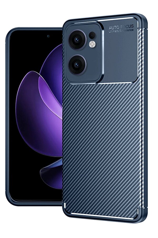 Oppo Reno 13F Kılıf Auto Focus Karbon Kapak - Laci̇vert - Dropx3649-2614
