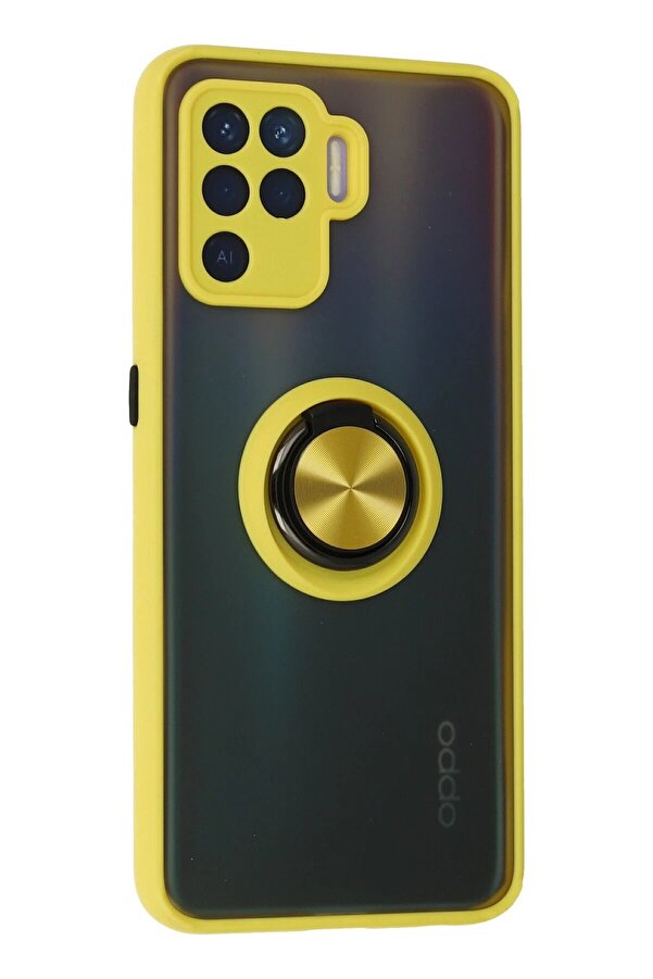 Oppo Reno 5 Li̇te Kılıf Montreal Yüzüklü Si̇li̇kon Kapak - Sarı - Dropx5039-1960