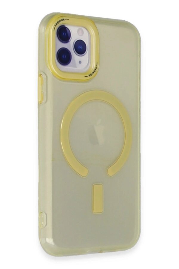 İphone 11 Pro Max Kılıf Troy Magsafe Kapak - Sarı - Dropx2314-3595