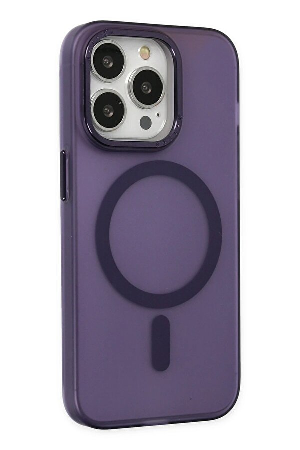 İphone 15 Pro Kılıf Lodos Magneti̇csafe Mat Kapak - Mor - Dropx5481-3660
