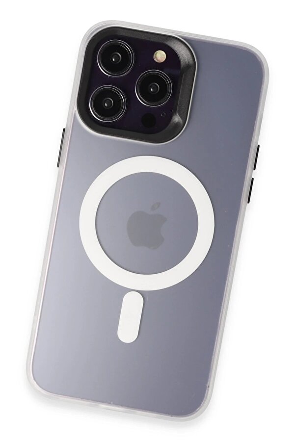 İphone 15 Pro Max Kılıf Mateks Magsafe Kapak - Beyaz - Dropx2260-6687