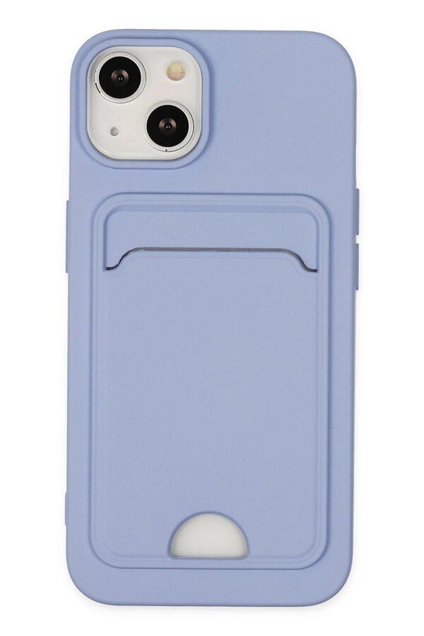 CepteToptan iPhone 14 Plus Kılıf Kelvin Kartvizitli Silikon - Lila - DROPX8112-2164
