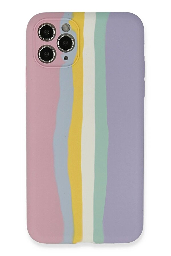 İphone 11 Pro Kılıf Ebruli̇ Lansman Si̇li̇kon - Pembe-Li̇la - Dropx9518-2931