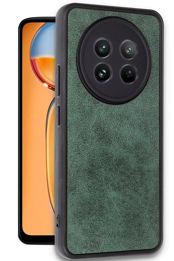 Realme 12 5G Kılıf Aras Deri̇ Kapak - Koyu Yeşi̇l - Dropx1626-9447