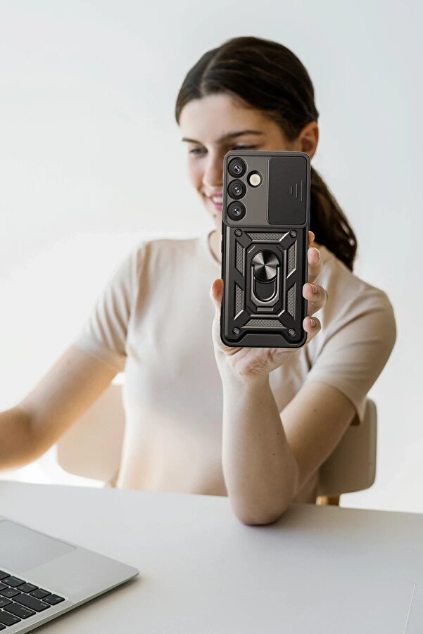 Samsung Galaxy S25 Kılıf Pars Lens Yüzüklü Si̇li̇kon - Yeşi̇l - Dropx7589-7182